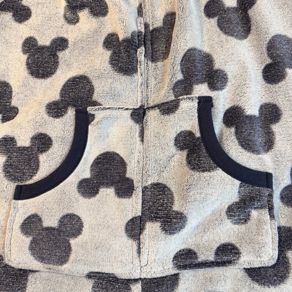 Disney Mickey Mouse Adult L One Piece Pajamas Hooded Fleece Zip Jumpsuit Blue - Picture 7 of 14